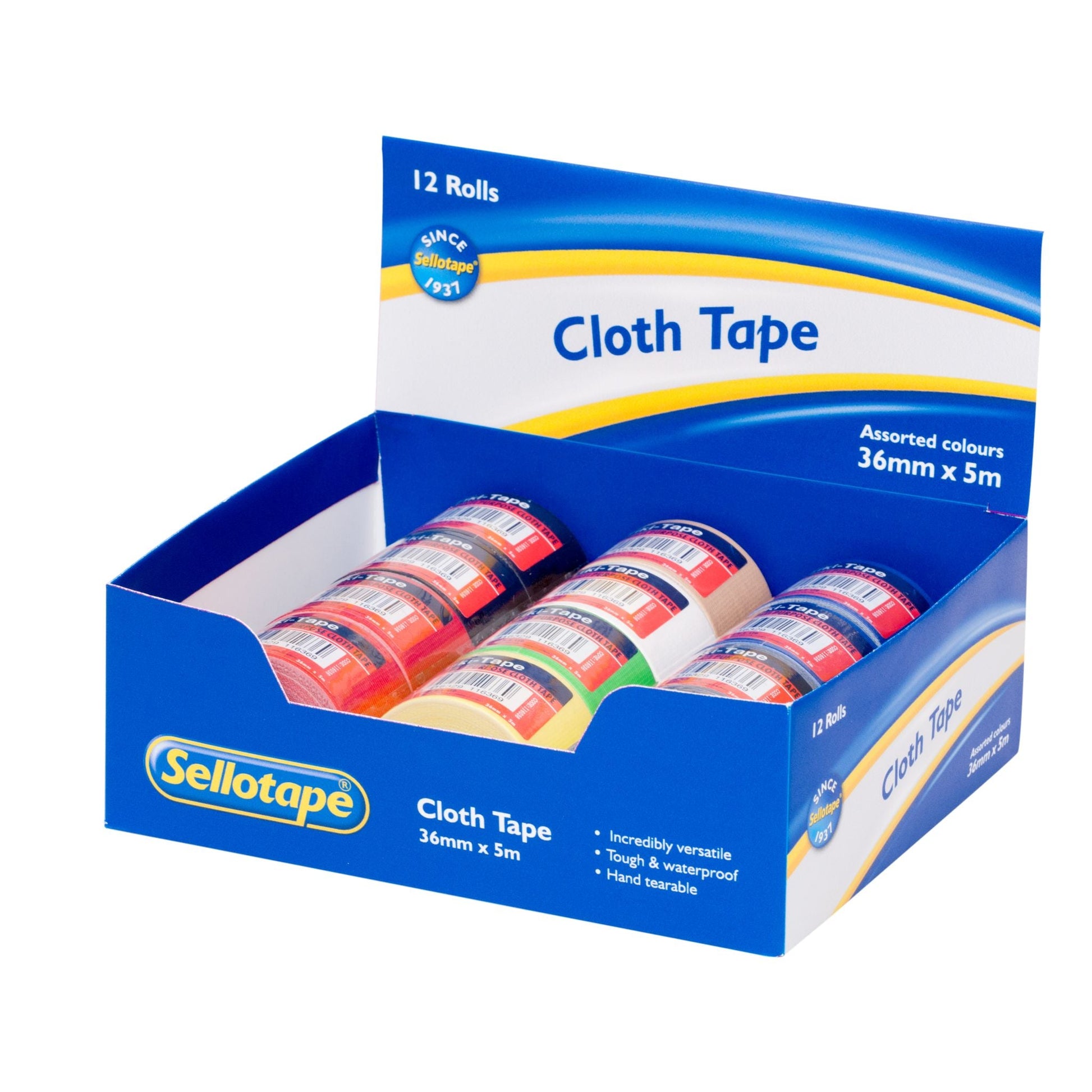 Sellotape D16036 Cloth Tape Assorted 36mmx5m 1 ROLL - Cafe Supply
