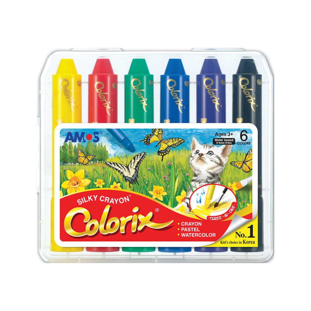 Amos Colorix Silky Crayon Classic Colours Pack 6 - Cafe Supply