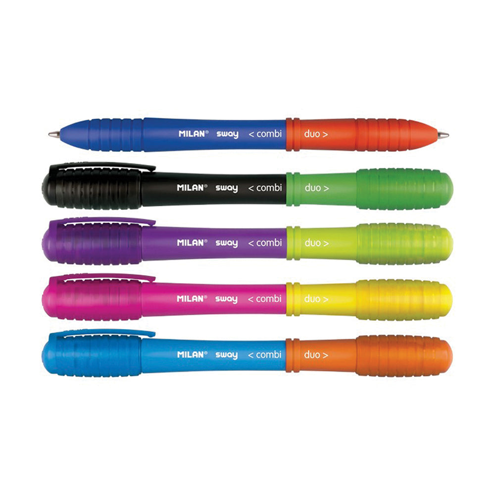 Milan Sway Combi Duo Ballpoint Pens 5 Pack 10 Assorted Colours - Cafe Supply