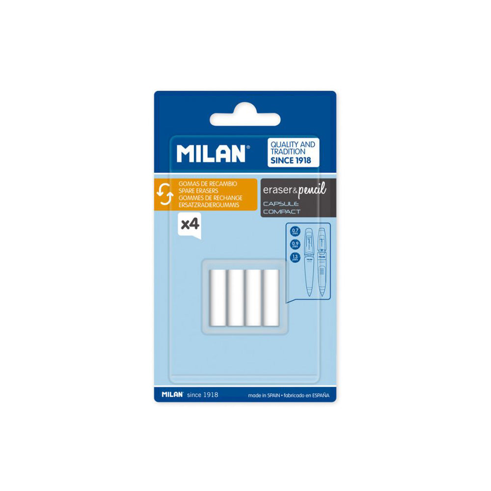 Milan Replacement Erasers for Compact Mechanical Pencils Pack 4 - Cafe Supply