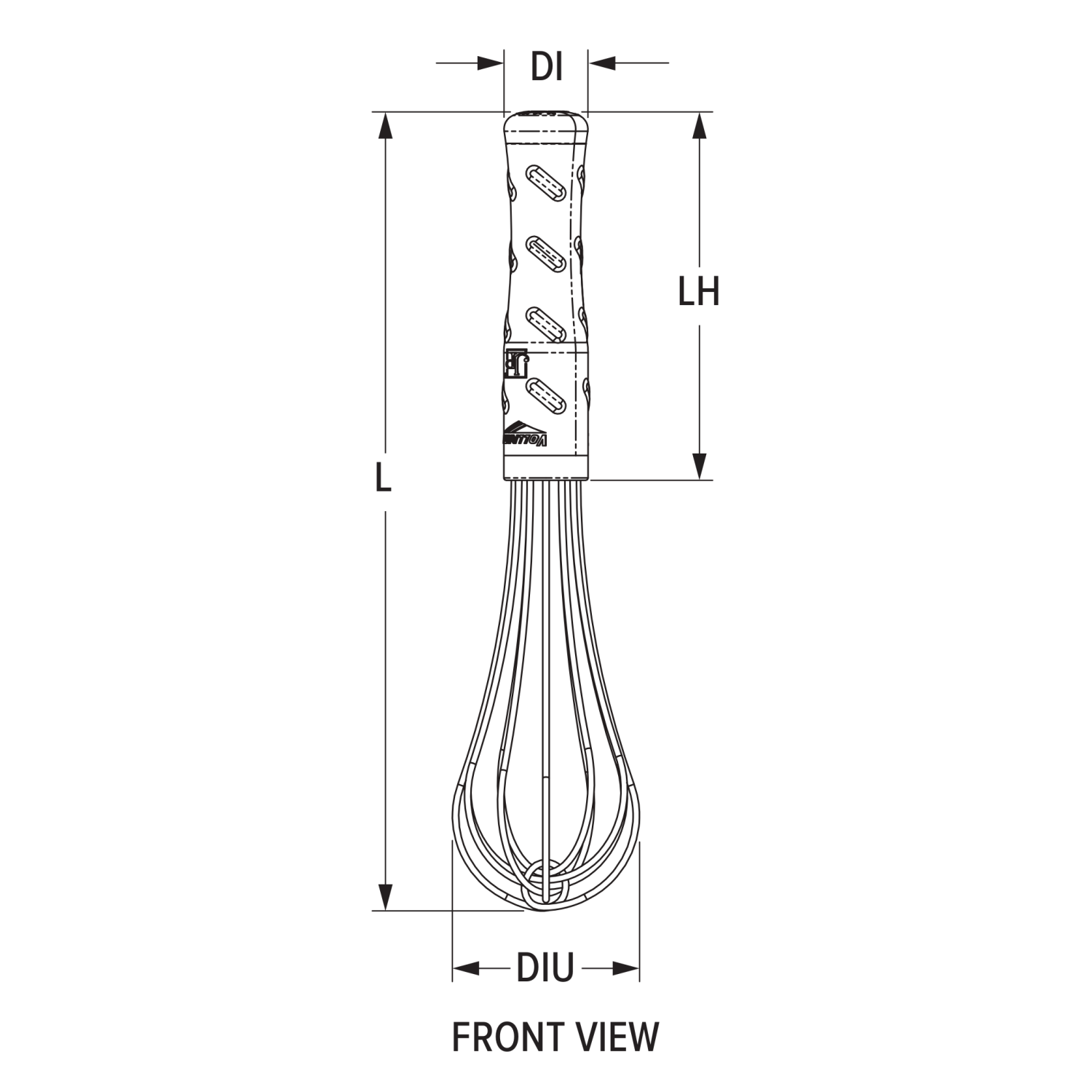 20-inch stainless steel French whip with nylon handle