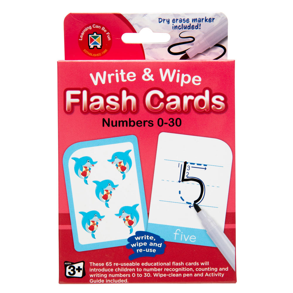 LCBF Write & Wipe Flashcards Numbers 0-30 w/Marker - Cafe Supply