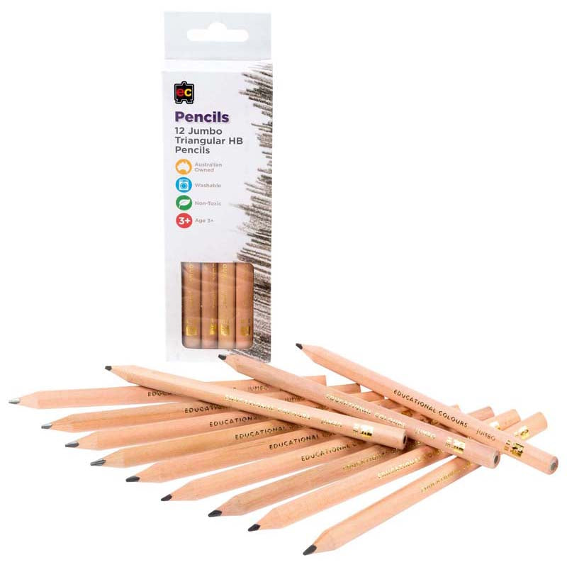 Jumbo Triangular HB Pencils Pack 12 175mmx10mm - Cafe Supply