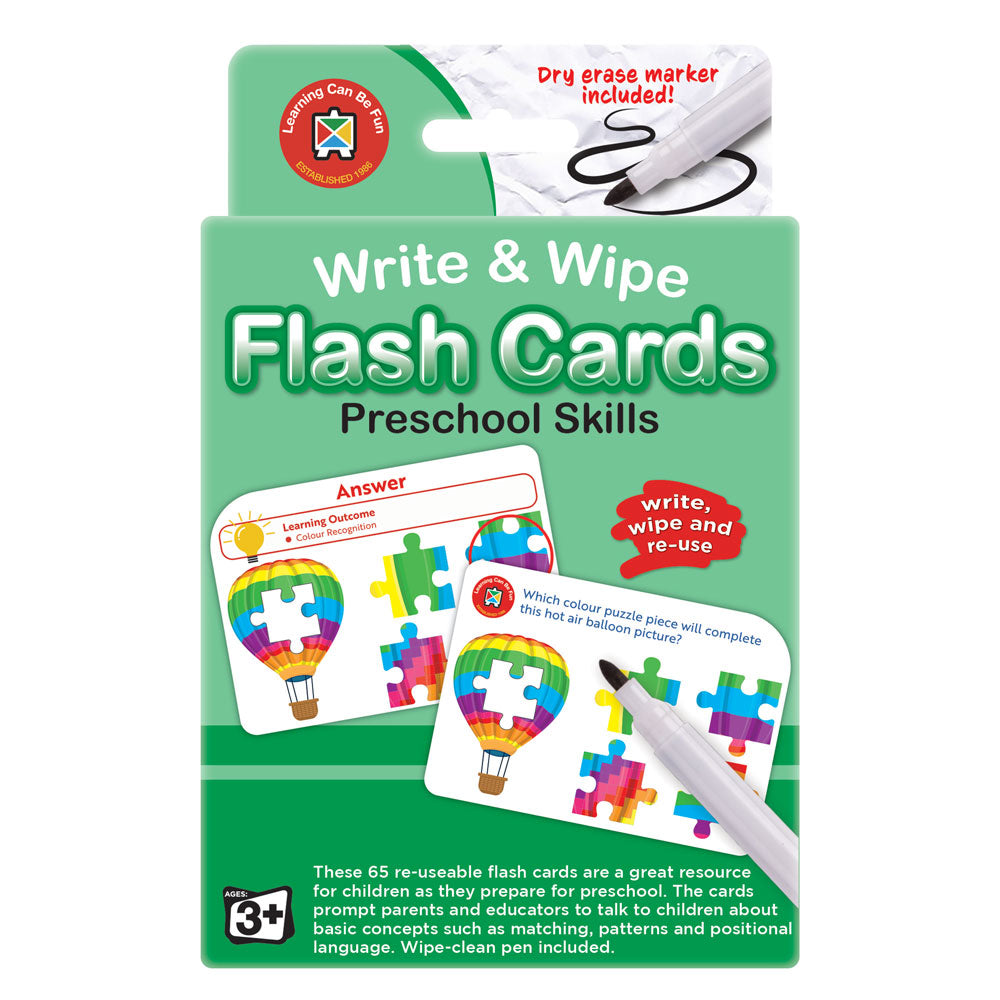 LCBF Write & Wipe Flashcards Preschool Skills w/Marker - Cafe Supply