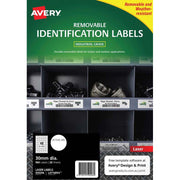 Avery Weather Resistant Removable Label L4716 Laser 30mm White 48up 20 Sheets - Cafe Supply