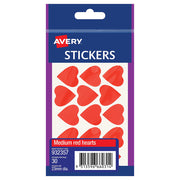 Avery Label Hearts Red Medium 30 Pack - Cafe Supply