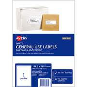 Avery Label L7167 General Use A4 1up 100 Sheets 199x289mm - Cafe Supply