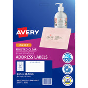 Avery Label J8560 Frosted Clear 63.5mmx38.1mm 21up 25 Sheets Inkjet - Cafe Supply