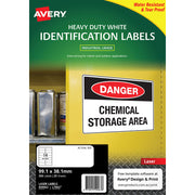 Avery Heavy Duty ID Label L7063 White Laser 99.1x38.1mm 14up 25 Sheets - Cafe Supply