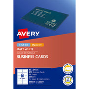 Avery Business Cards Inkjet Laser 10up 25 Sheets C32011 - Cafe Supply