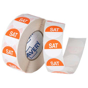 Avery Labels Saturday Round Day 24mm Orange White 1000 Roll - Cafe Supply