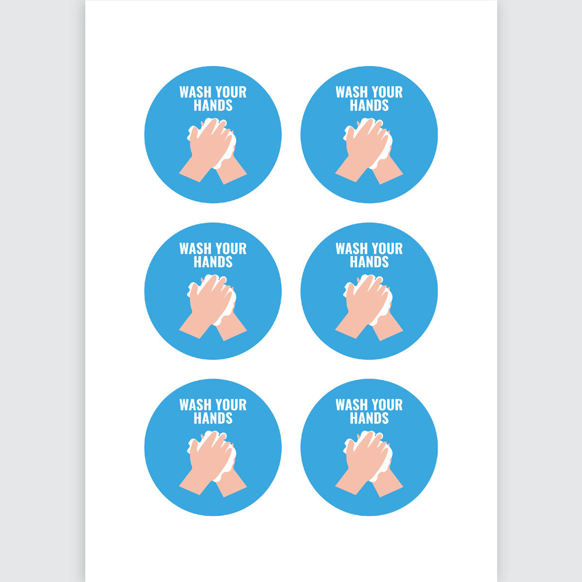 Avery Pre-Printed Self-Adhesive Sign Wash Your Hands Round 6up 5 Sheets - Cafe Supply
