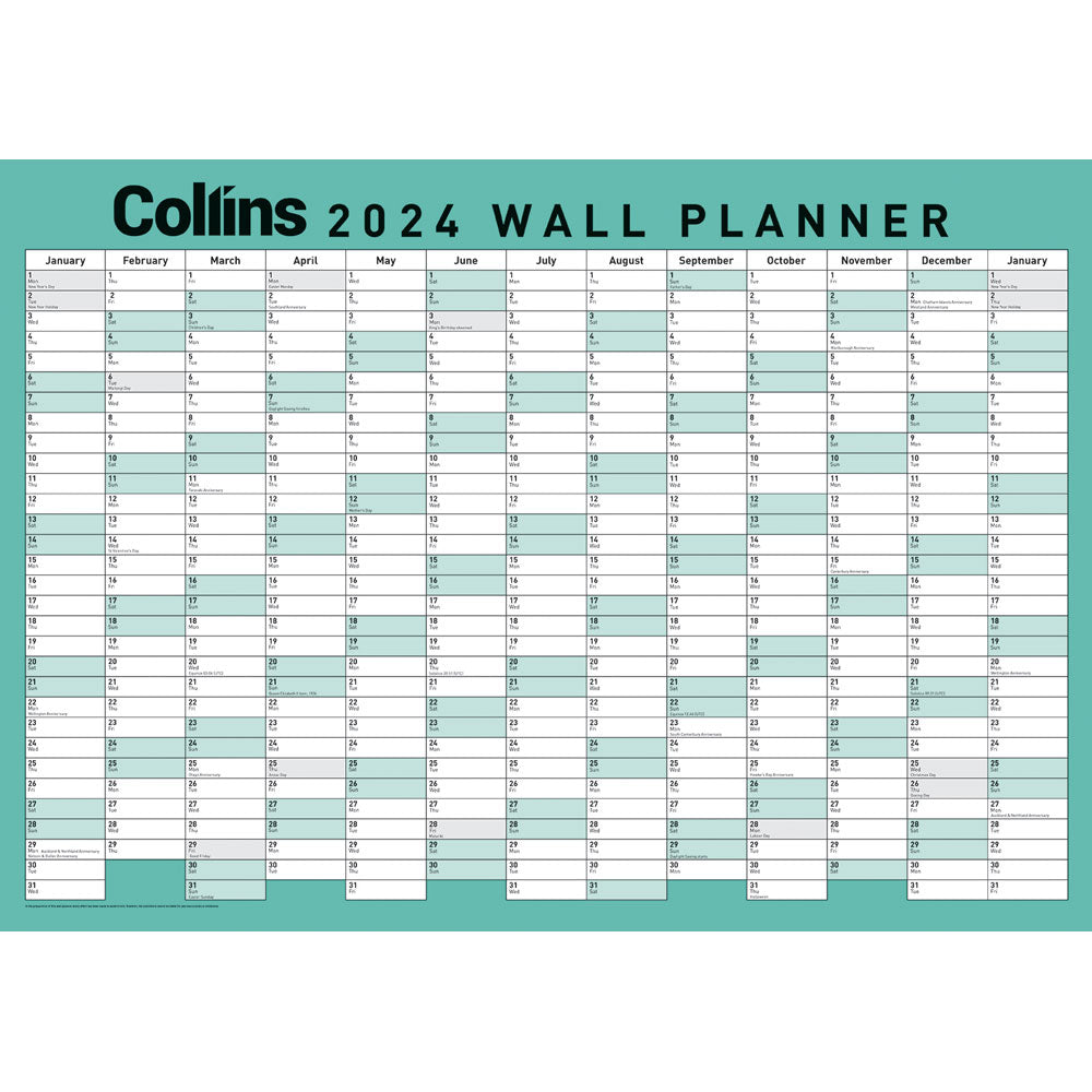 Collins Wallplanner A2 Unlaminated Even Year