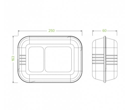 23X15X8CM / 9X6X3" 2-COMPARTMENT WHITE BIOCANE CLAMSHELL - Cafe Supply