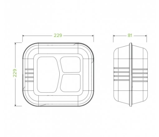 23X23X8CM 3-COMPARTMENT WHITE BIOCANE CLAMSHELL - Cafe Supply