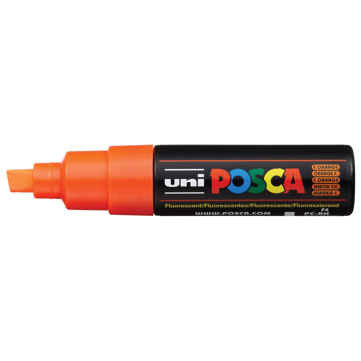 Uni Posca Marker 8.0mm Bold Chisel Fluoro Orange PC-8K - Cafe Supply