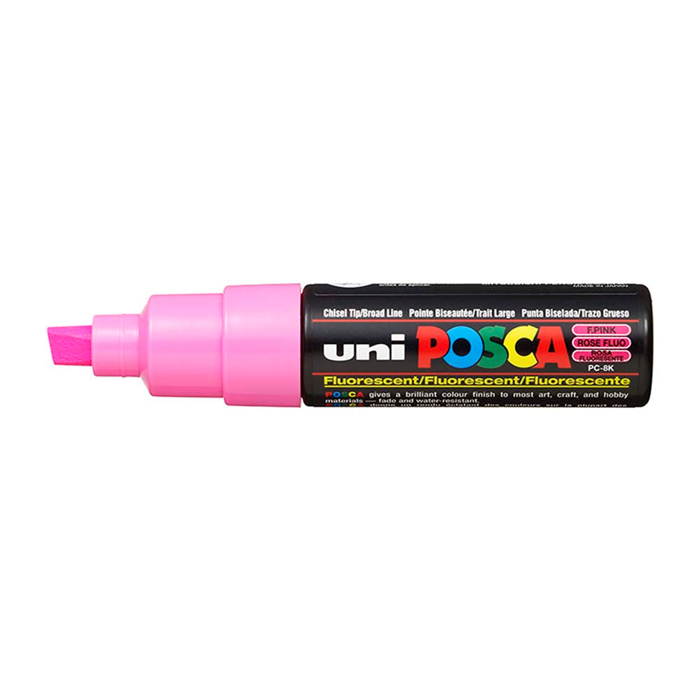 Uni Posca Marker 8.0mm Bold Chisel Fluoro Pink PC-8K - Cafe Supply