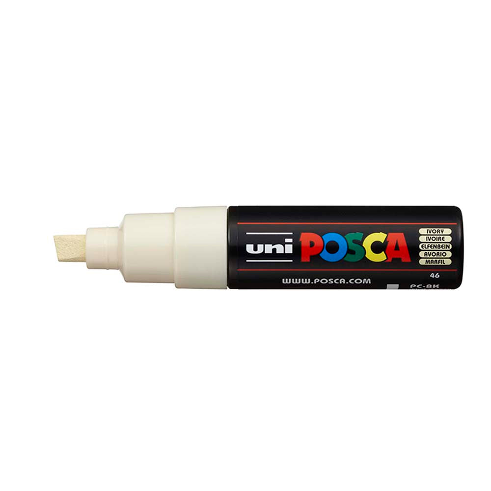 Uni Posca Marker 8.0mm Bold Chisel Ivory PC-8K - Cafe Supply