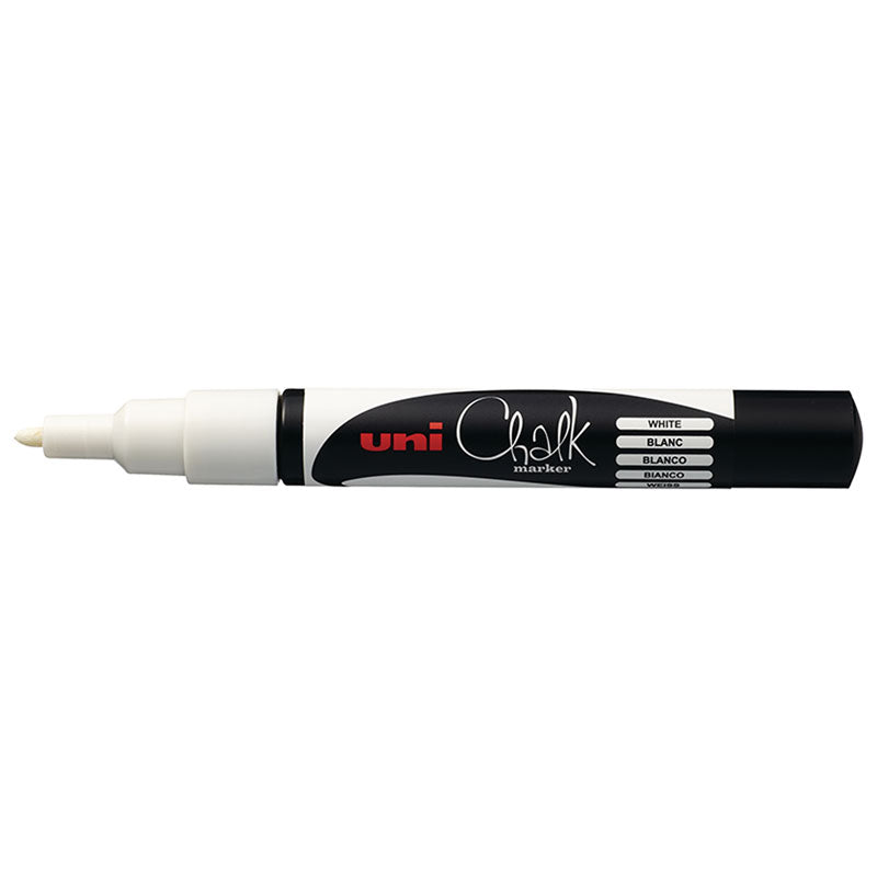 Uni Chalk Marker 0.9-1.3mm Bullet Tip White PWE-3MS - Cafe Supply