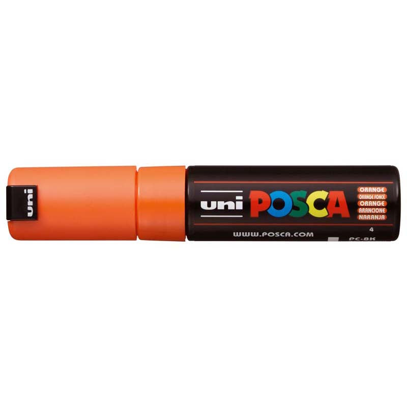 Uni Posca Marker 8.0mm Bold Chisel Orange PC-8K - Cafe Supply