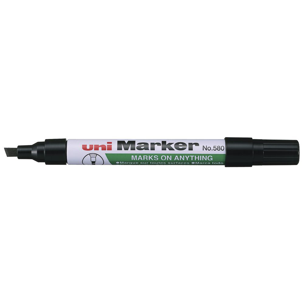 Uni Permanent Chisel Tip Marker Black 580 - Cafe Supply