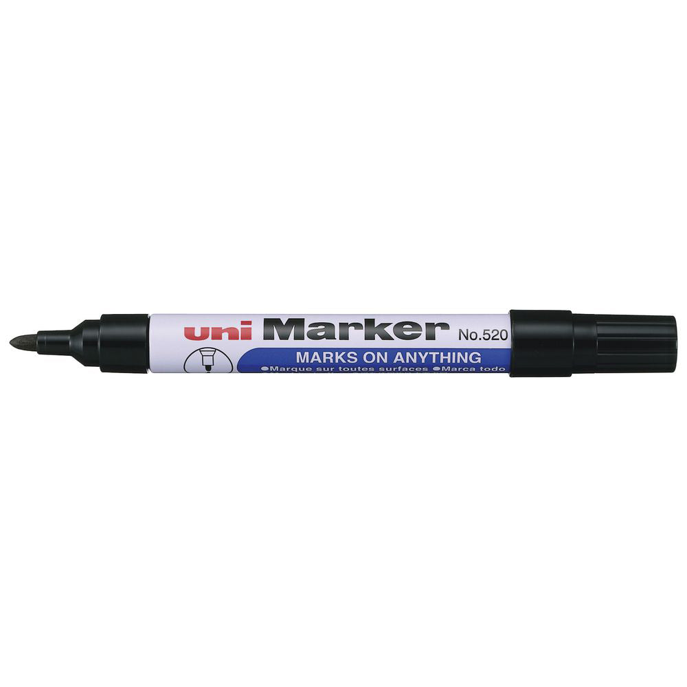 Uni Permanent Bullet Tip Marker Black 520 - Cafe Supply