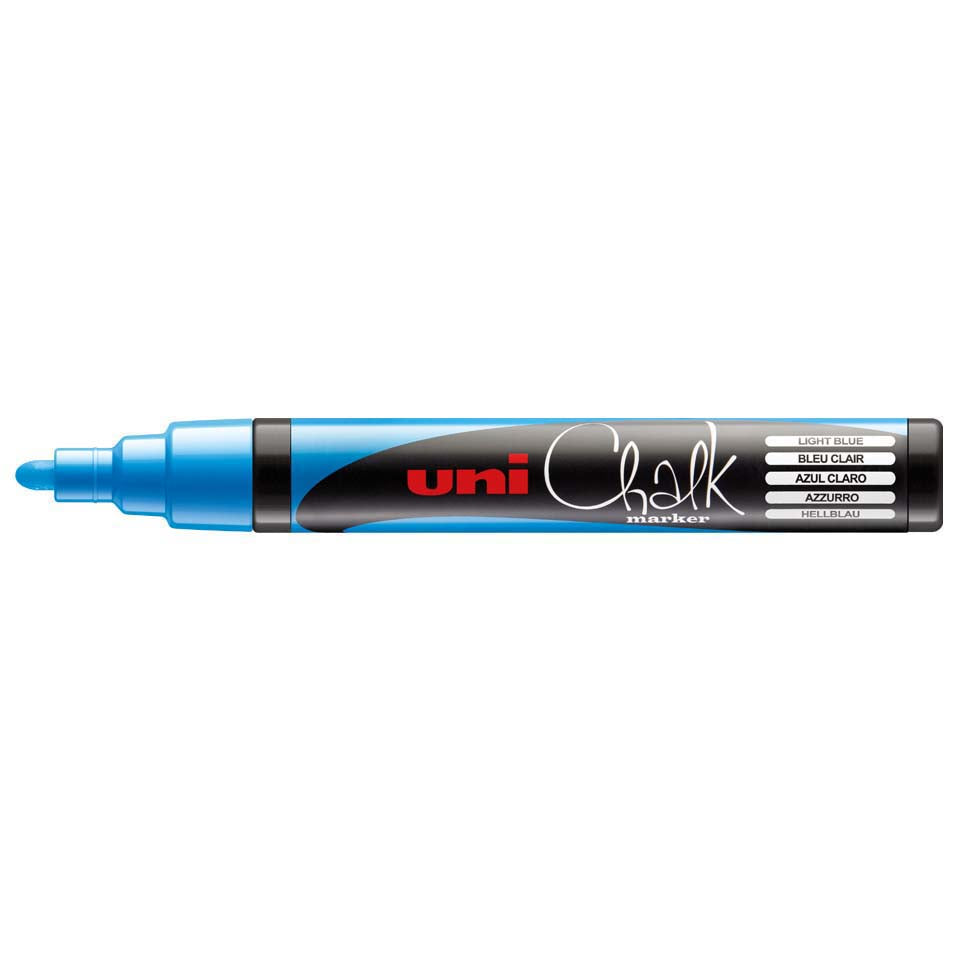 Uni Chalk Marker 1.8-2.5mm Bullet Tip Light Blue PWE-5M - Cafe Supply