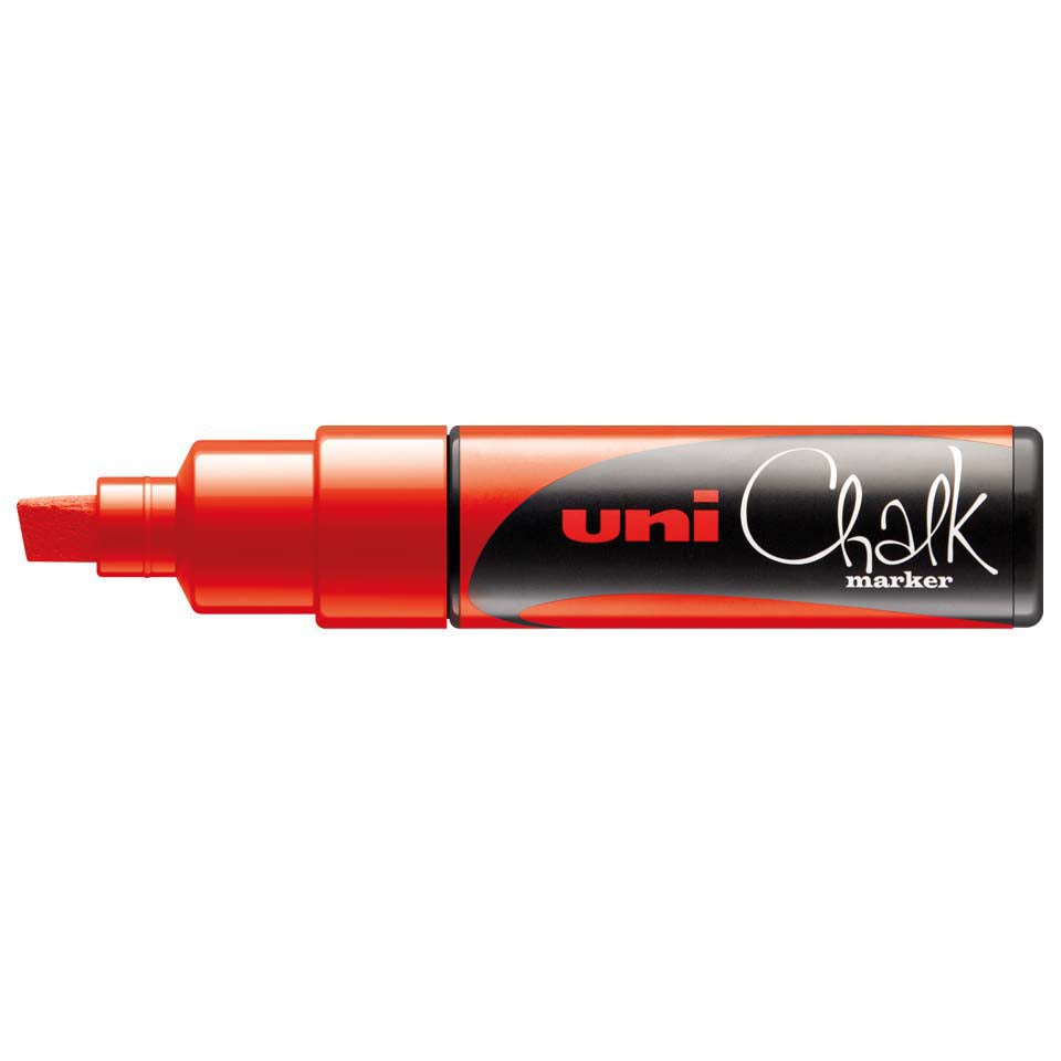 Uni Chalk Marker 8.0mm Chisel Tip Red PWE-8K - Cafe Supply