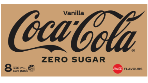 Coca-Cola Vanilla No Sugar Soft Drink Cans 8 x 330ml