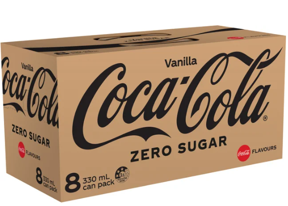 Coca-Cola Vanilla No Sugar Soft Drink Cans 8 x 330ml