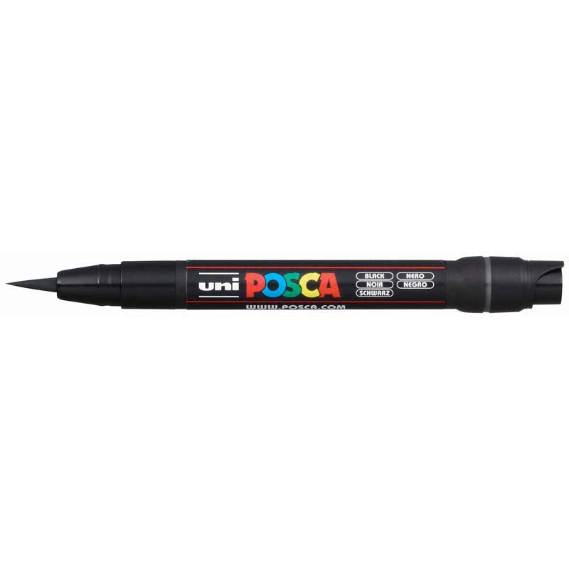 Uni Posca Marker 0.1-10.0mm Brush Tip Black PCF-350 - Cafe Supply