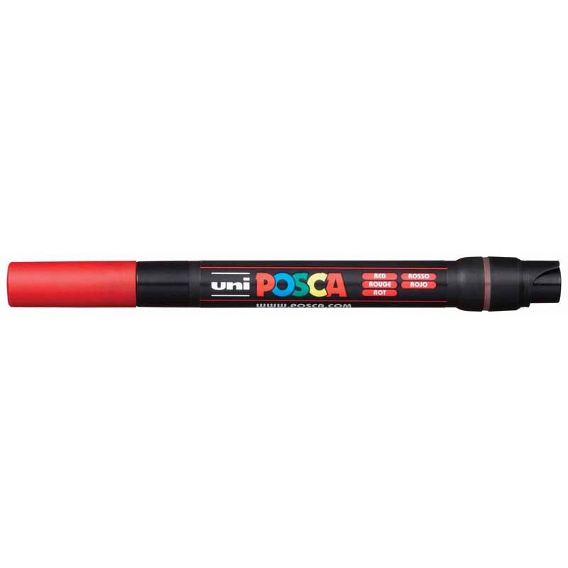 Uni Posca Marker 0.1-10.0mm Brush Tip Red PCF-350 - Cafe Supply