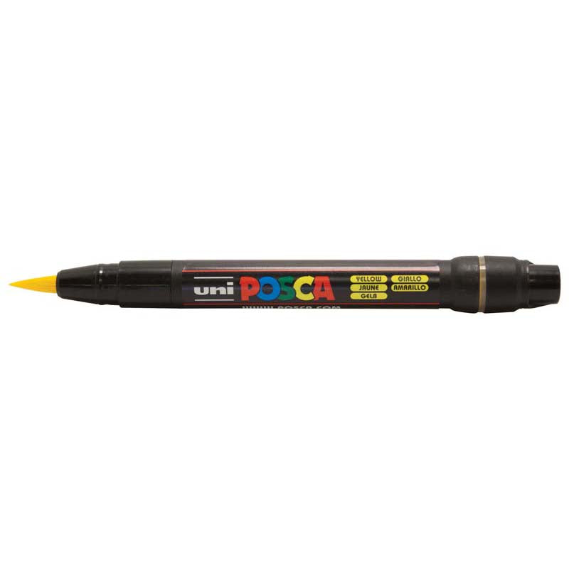 Uni Posca Marker 0.1-10.0mm Brush Tip Yellow PCF-350 - Cafe Supply