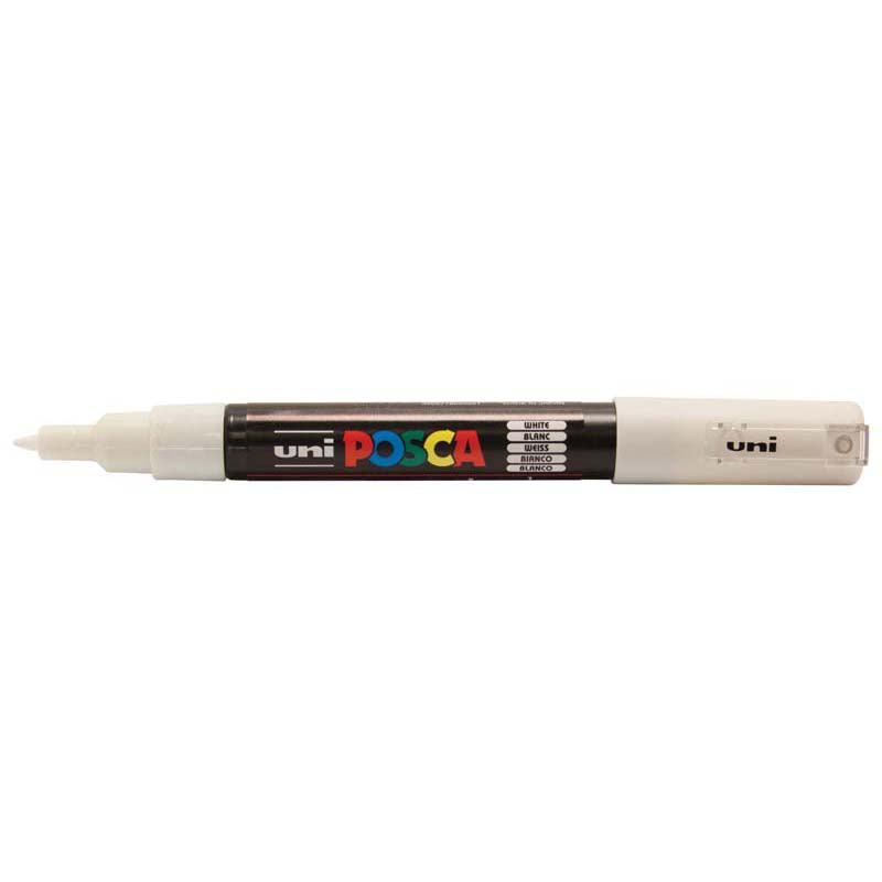 Uni Posca Marker 0.7mm Ultra-Fine Round Tip White PC-1M - Cafe Supply