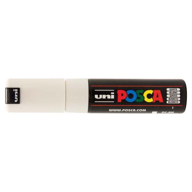 Uni Posca Marker 8.0mm Bold Chisel White PC-8K - Cafe Supply