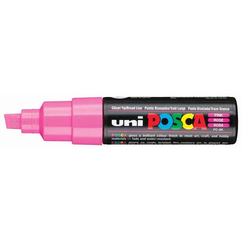 Uni Posca Marker 8.0mm Bold Chisel Pink PC-8K - Cafe Supply