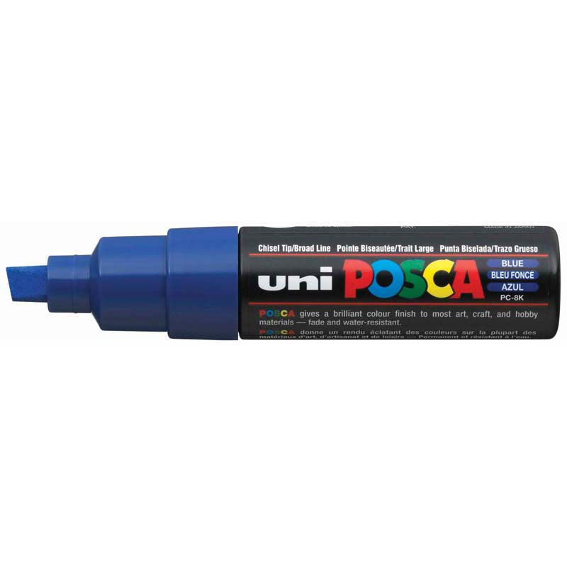 Uni Posca Marker 8.0mm Bold Chisel Blue PC-8K - Cafe Supply