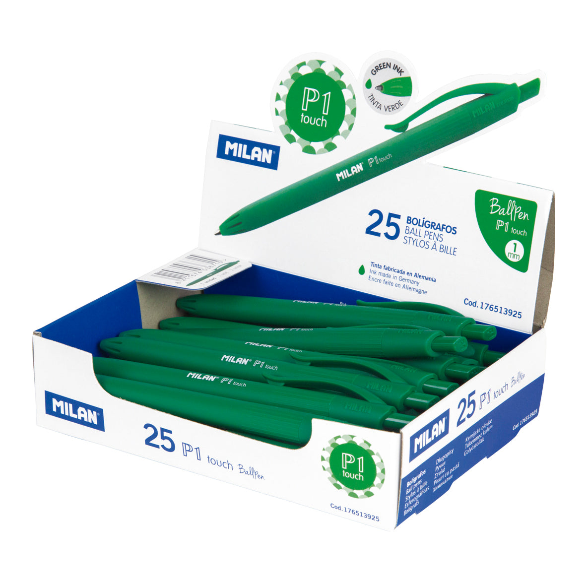 Milan P1 Touch Colours Ballpoint Pen Green - Cafe Supply