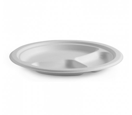 25CM / 10” 3-COMPARTMENT ROUND BIOCANE PLATE - Cafe Supply