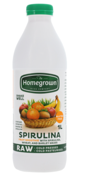 The Homegrown Juice Company Spirulina Wheat Barley Grass Raw Fruit Smoothie 1l