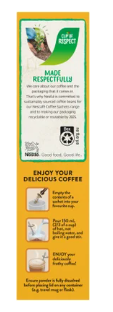Nescafe 98% Sugar Free Caramel Latte Coffee Sachets 10pk