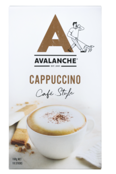 Avalanche Cappuccino Coffee Sticks 10 x 16g - Cafe Supply