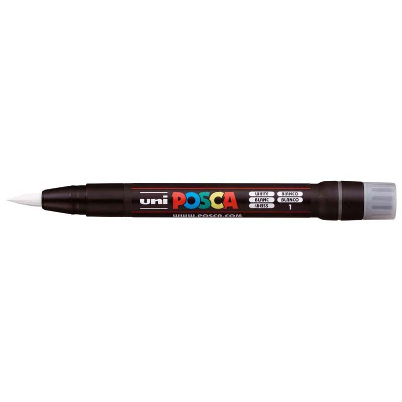 Uni Posca Marker 0.1-10.0mm Brush Tip White PCF-350 - Cafe Supply