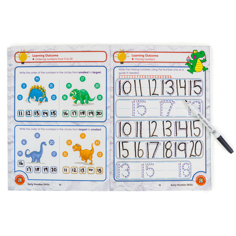 LCBF Wipe Clean Learning Book Early Numbers Skills w/Marker - Cafe Supply