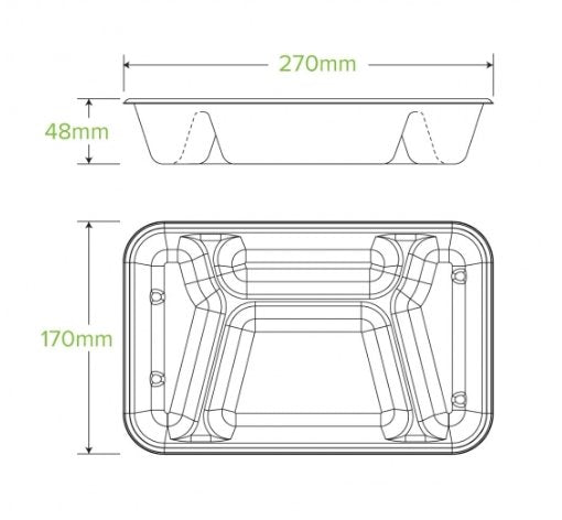 4-COMPARTMENT NATURAL BIOCANE TAKEAWAY BASE - Cafe Supply