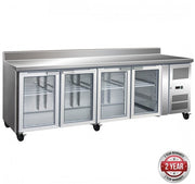4 Glass Door Gastronorm Bench Fridge with Splashback - Cafe Supply