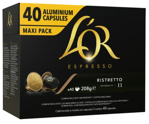 L'OR Espresso Ristretto Intensity 11 Coffee Capsules 40pk