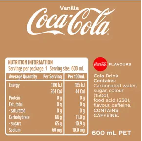 Coca-Cola Vanilla Soft Drink 600ml