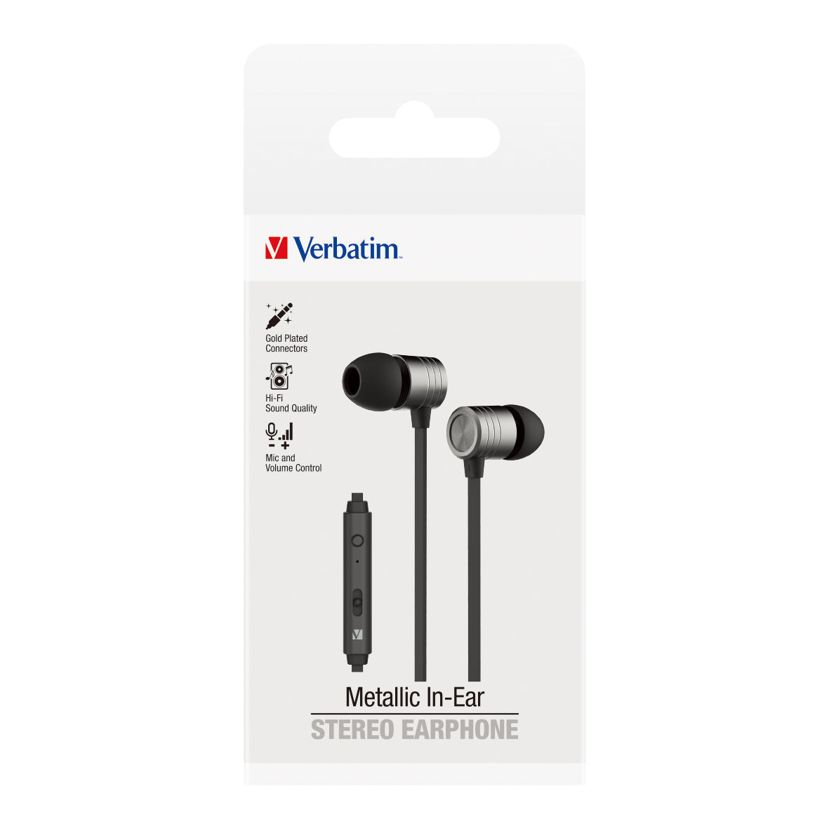 Verbatim Essentials In-Ear Earphones with Mic & Volume Control Space Grey - Cafe Supply