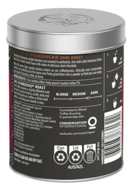 Starbucks Dark Roast Premium Instant Coffee 90g